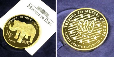 Lot 146 - France: 1996 5 Ounce Gold, Shang Dynasty Elephant