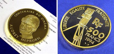 Lot 136 - France: 1994 5 Ounce Gold, Audrey Hepburn