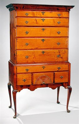 Lot 2086 - Queen Anne Maple High Chest New England,...