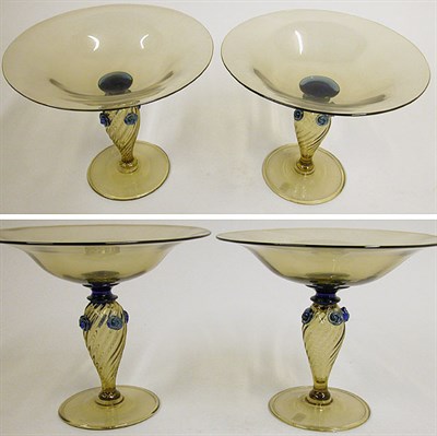 Lot 539 - Pair of Carder Steuben Topaz and Bleu Celeste...