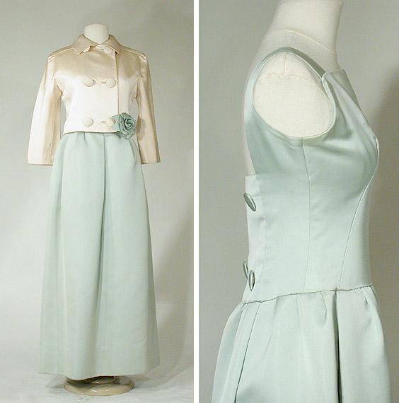 Lot 3492 - Jean Patou Couture Silk Satin Robin's-Egg Blue...