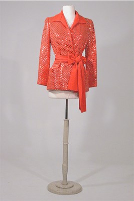 Lot 3527 - Norell Neon Orange Gold Sequined Jacket