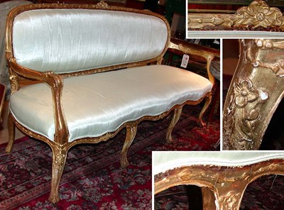 Lot 133 - Louis XV Style Gilt-Wood Upholstered Settee...