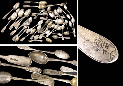 Lot 294 - Group of Russian Silver Flatware Articles...