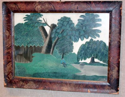 Lot 2088 - American School 19th Century MAN FISHING...