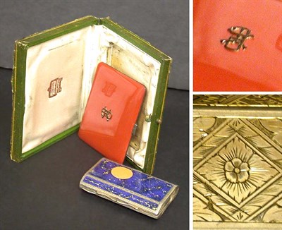 Lot 621 - Cartier Enameled Metal Cigarette Case Together...