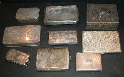 Lot 566 - Nine Continental Silver and Other Silver Boxes