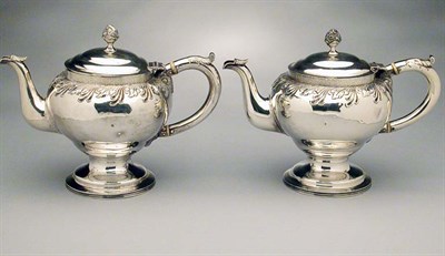 Lot 2183 - Pair of Silver Teapots Samuel Kirk, Baltimore,...