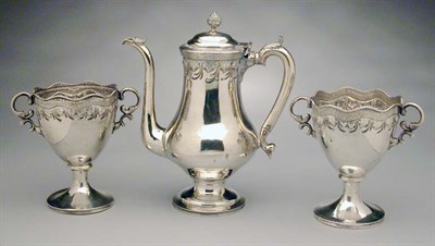 Lot 2195 - Pair of Silver Two-Handled Footed Cups and a...