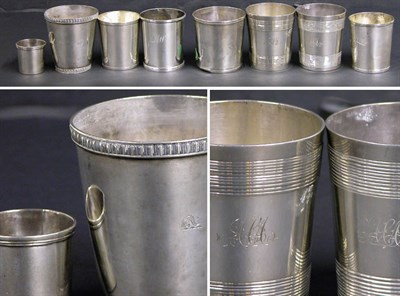 Lot 2223 - Group of Eight Silver Beakers First half of...