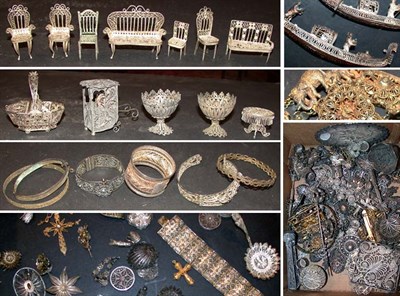 Lot 329 - Miscellaneous Group of Silver Filigree Items