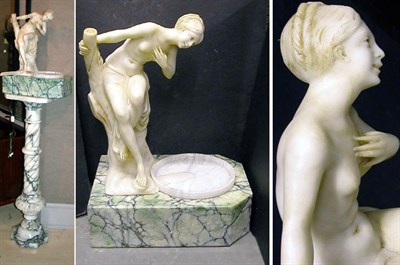 Lot 211 - Alabaster Figure of a Female Nude Together...