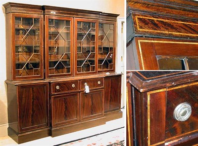 Lot 163 - George III Style Inlaid Mahogany Breakfront...