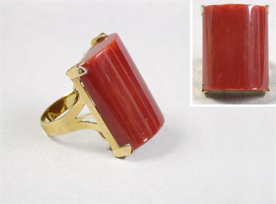 Lot 445 - Domed Red Coral Ring