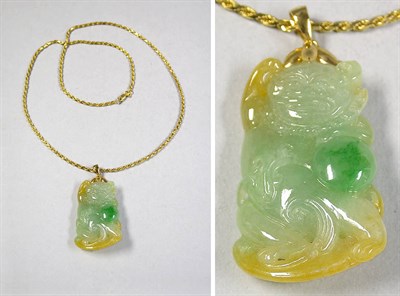 Lot 297 - Carved Jade Pendant and Chain