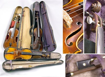 Lot 2529 - Three Violins in Cases