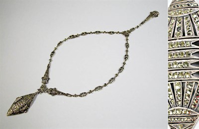 Lot 237 - Marcasite Double Pendant Necklace
