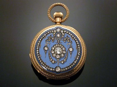 Lot 363 - Gold, Diamond and Enamel Demi-Hunter Watch