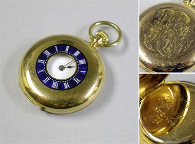 Lot 354 - Gold and Enamel Demi-Hunter Lapel Watch