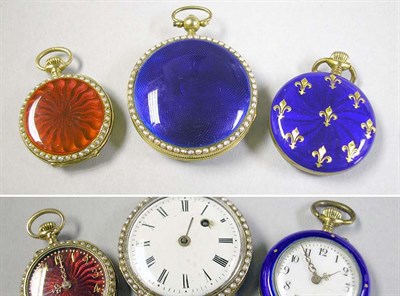 Lot 332 - Three Lady's Enamel Watches