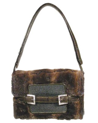 Lot 3764 - Fendi Khaki Lizard and Fur Handbag Italian,...