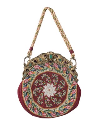 Lot 3672 - Pearl, Garnet and Emerald Framed Bag Austrian,...