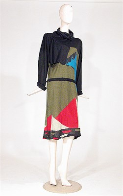 Lot 3562 - Michaele Volbracht Camel Print Dress American,...