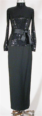 Lot 3530 - Norell Black Sequin Turtleneck and Skirt...