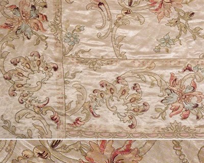 Lot 3823 - Copper and Gold Embroidered Textile Painted,...