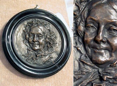 Lot 222A - Framed French Bronze Portrait Plaque of a Woman