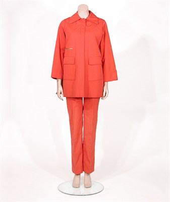Lot 3575 - Hermes Tomato Red Rain Pantsuit French, 1970s...