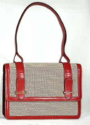 Lot 3732 - Hermes Toile H-Canvas Poney Bag Trimmed in...