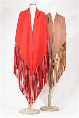 Lot 3584 - Two Hermes Leather Fringe Shawls French, 1970s...