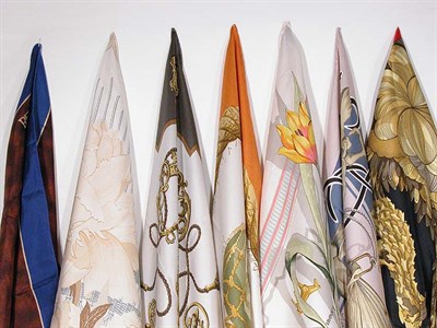 Lot 3787 - Group of Hermes Silk Scarves Comprising Rose...