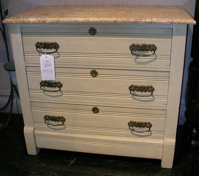 Lot 184 - Victorian White Painted Marble Top Commode