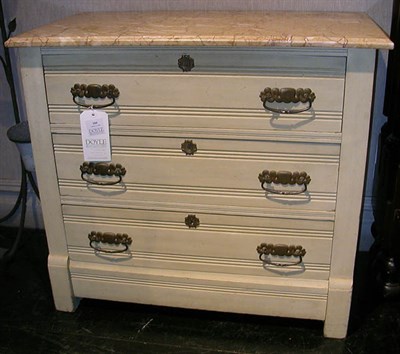 Lot 184 - Victorian White Painted Marble Top Commode