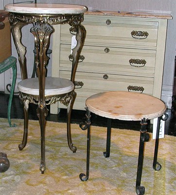 Lot 192 - Two Metal and Marble Circular Side Tables