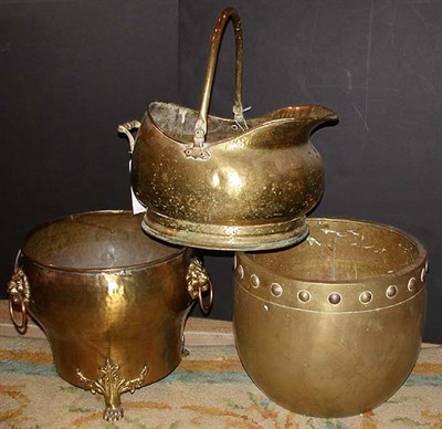 Lot 319 - Group of Three Georgian Style Brass Planters