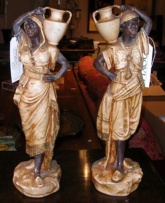 Lot 203 - Pair of Victorian Style Painted Composition...