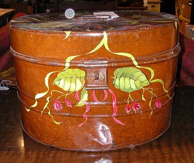 Lot 204 - Painted and Decorated Tole Hat Box