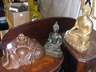 Lot 209 - Three Asian Figures of Seated Buddhas