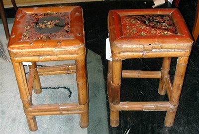 Lot 222 - Pair of Chinese Bamboo and Lacquered Side Tables