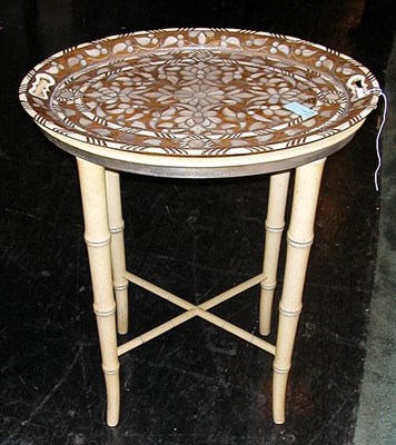 Lot 237 - Moroccan Mother-of-Pearl Inlaid Tray Table