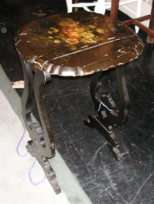Lot 240 - Victorian Black Painted and Floral Decorated...