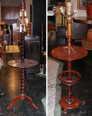 Lot 241 - Two Provincial Style Fruitwood Floor Lamps