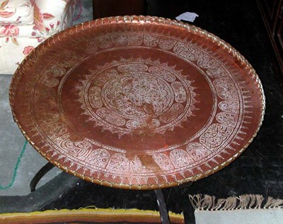 Lot 263 - Islamic Copper and Iron Circular Coffee Table