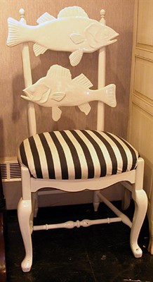 Lot 286 - Set of Four White Painted Fish-Form Side Chairs