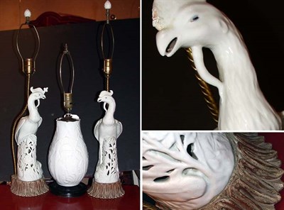 Lot 358 - Group of Three Asian Blanc de Chine Lamps