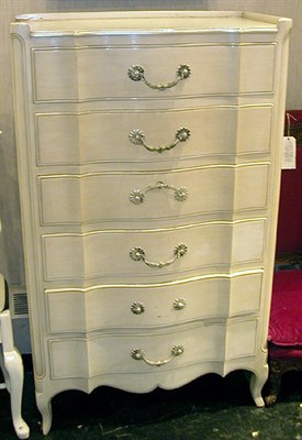 Lot 293 - Provincial Louis XV Style White Painted Tall...