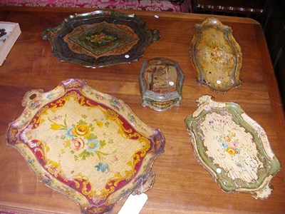 Lot 296 - Group of Three Venetian Style Painted Trays...